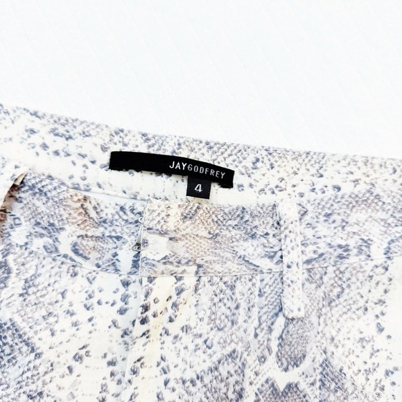 Jay Godfrey Snakeprint Pants Gray White Skinny Size 4 - Picture 6 of 8